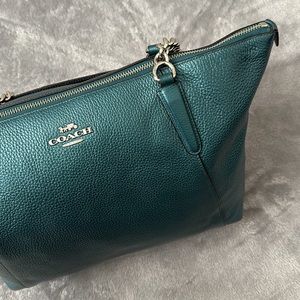 coach metallic tote bag with chain straps